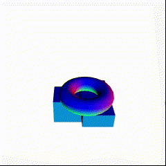 Then I played around by adding more 3D objects and experimented with where they were placed in space. It was interesting how, sometimes, they overlapped (because of the colors), and other times, you could feel the depth as if those objects were behind each other.