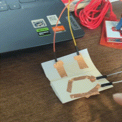 Then I was thinking maybe I could replicate the feeling of scrolling, so I made curved copper tape lines and used square-like buttons for the up and down keys.