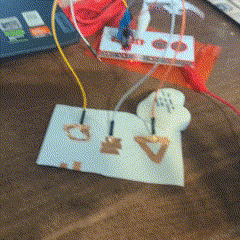 Then, using the kaleidoscope code from the last activity, make copper tape in different shapes so that when I click on a triangle, that shape will appear, and so on.