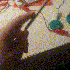 Then, using the same keyboard made of Play-Doh, I used a metal chopstick to play around.